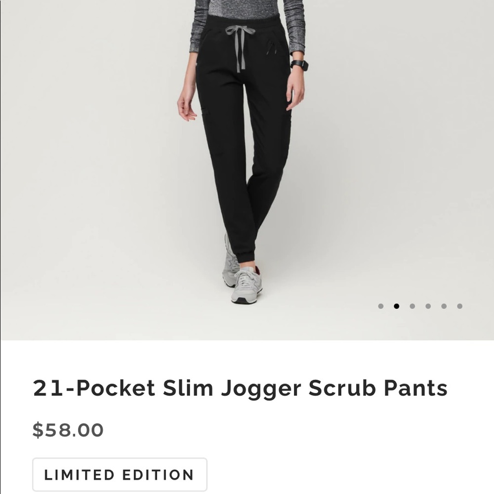 Figs scrubs womens black 21- pocket slim jogger scrub pants